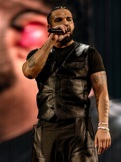 Drake Wireless Festival Black Leather Vest