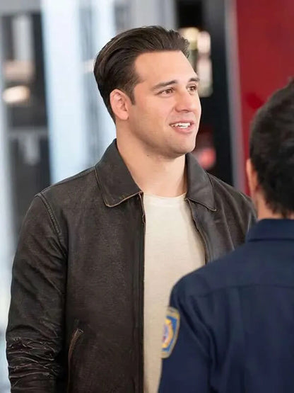 Eddie Diaz 9-1-1 S08 Ryan Black Leather Jacket