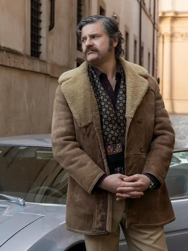 Edoardo Pesce The Big Fake 2026 Suede Shearling Jacket