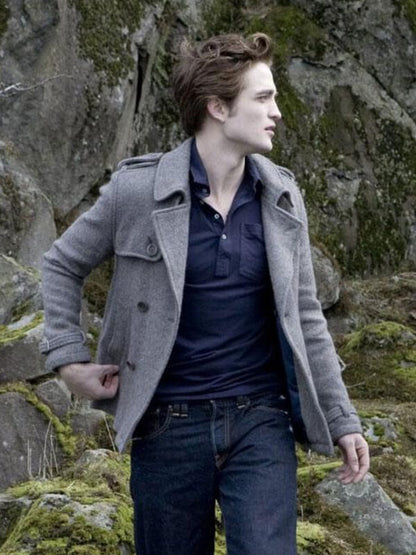 Edward Cullen Twilight Robert Pattinson Gray Wool Coat