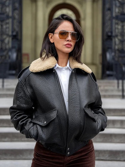 Eiza Gonzalez Fountain of Youth 2025 Black Leather Jacket