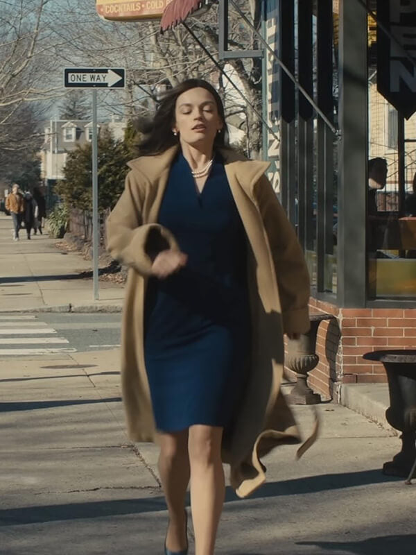 Ella McCay 2025 Emma Mackey Brown Wool Coat