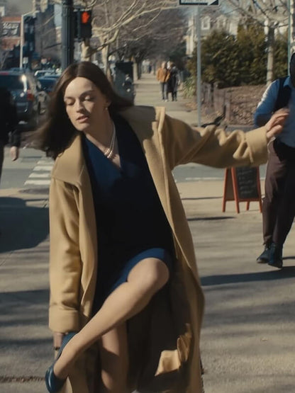 Ella McCay 2025 Emma Mackey Brown Wool Coat