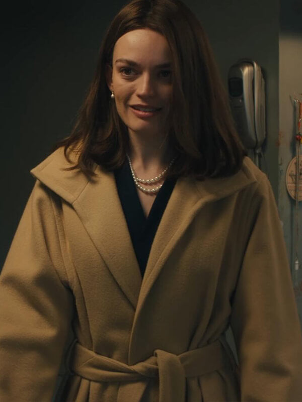 Ella McCay 2025 Emma Mackey Brown Wool Coat