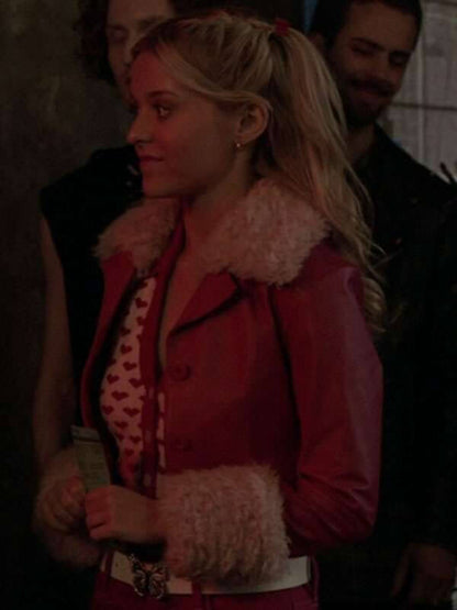 Elle 2026 Elle Woods Red Shearling Leather Jacket