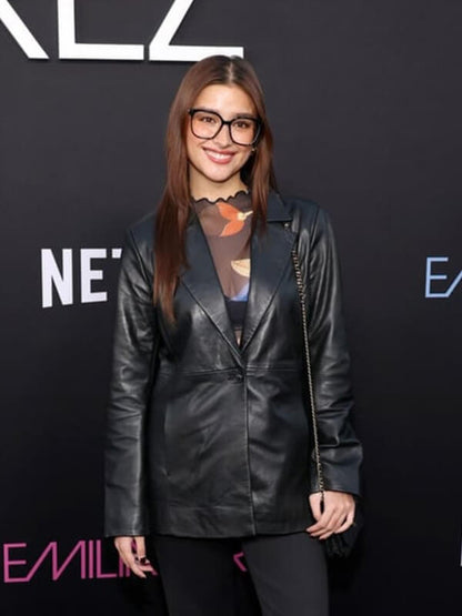 Emilia Perez Liza Soberano Black Leather Blazer