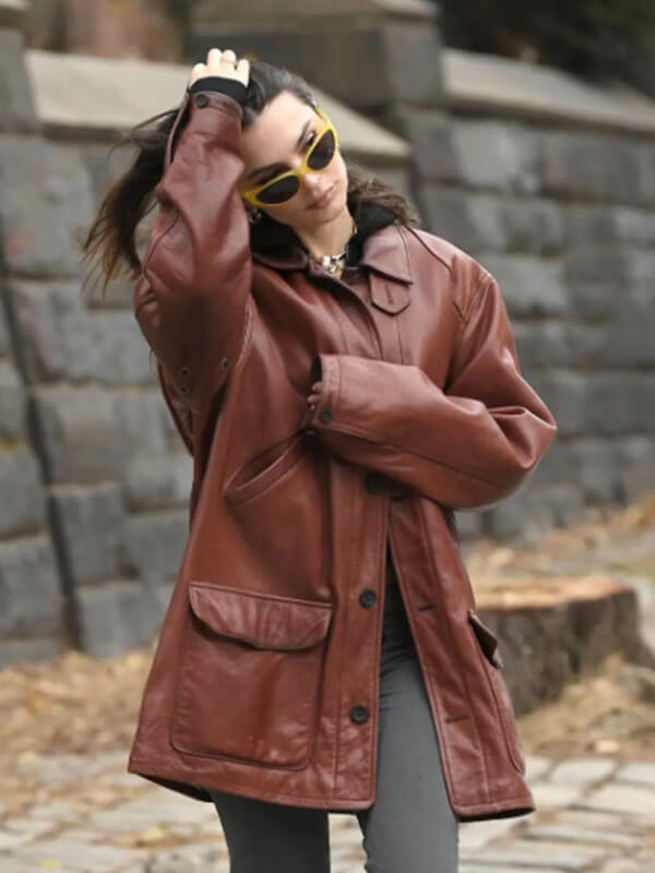 Emily Ratajkowski 2025 Burgundy Jacket