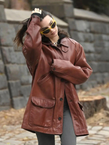 Emily Ratajkowski 2025 Burgundy Jacket