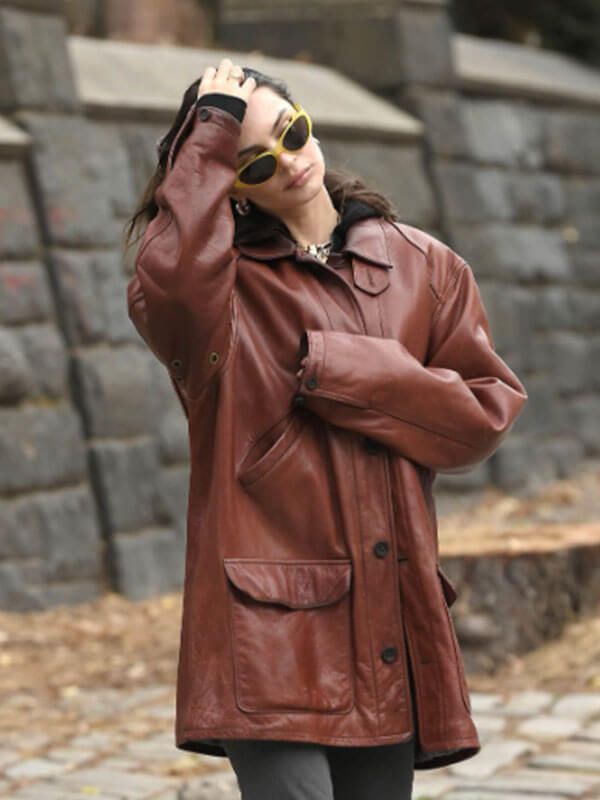 Emily Ratajkowski 2025 Burgundy Jacket