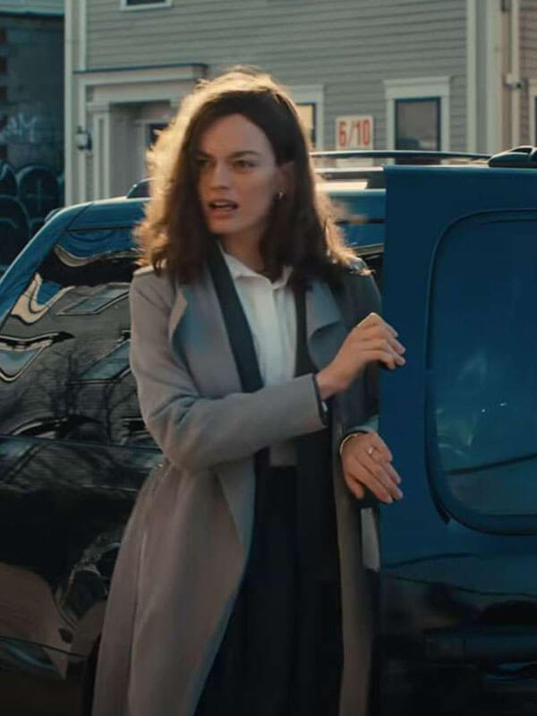 Emma Mackey Ella McCay Grey Wool Coat