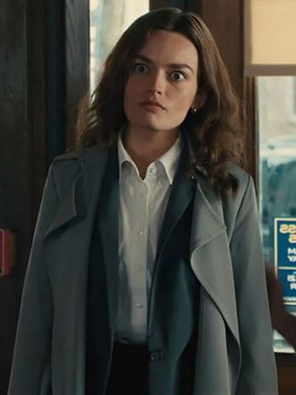 Emma Mackey Ella McCay Grey Wool Coat