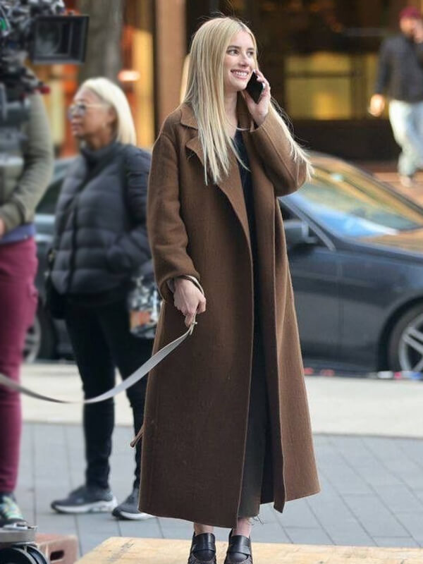 Emma Roberts American Horror Story Brown Wool Coat