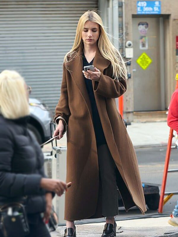 Emma Roberts American Horror Story Brown Wool Coat