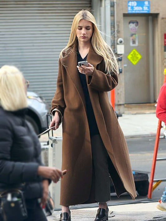 Emma Roberts American Horror Story Brown Wool Coat