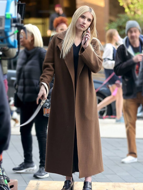 Emma Roberts American Horror Story Brown Wool Coat
