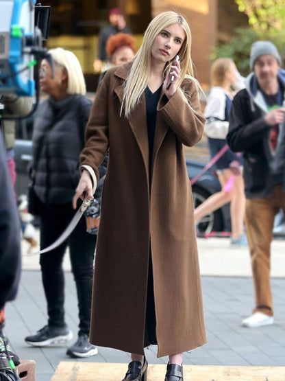 Emma Roberts American Horror Story Brown Wool Coat