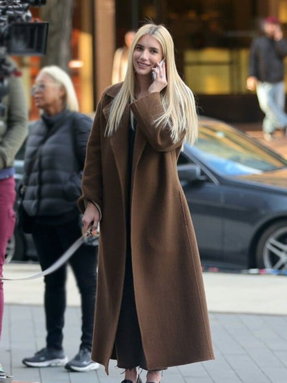 Emma Roberts American Horror Story Brown Wool Coat