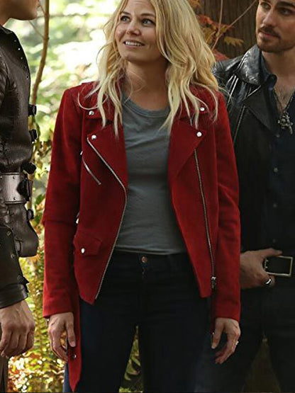 Emma Swan Once Upon A Time Red Suede Jacket