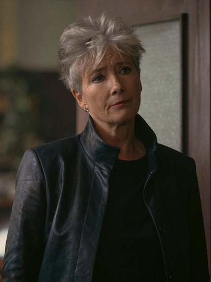Emma Thompson Down Cemetery Road 2025 Leather Coat