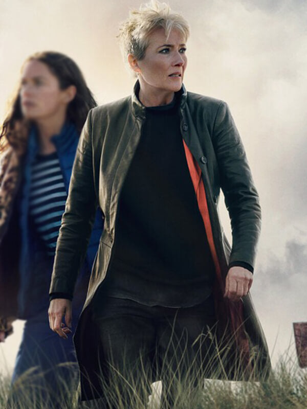 Emma Thompson Down Cemetery Road 2025 Leather Coat