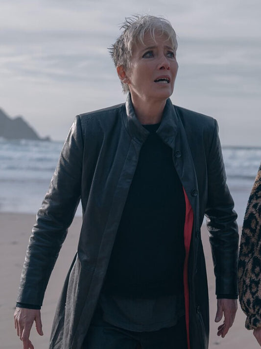 Emma Thompson Down Cemetery Road 2025 Leather Coat
