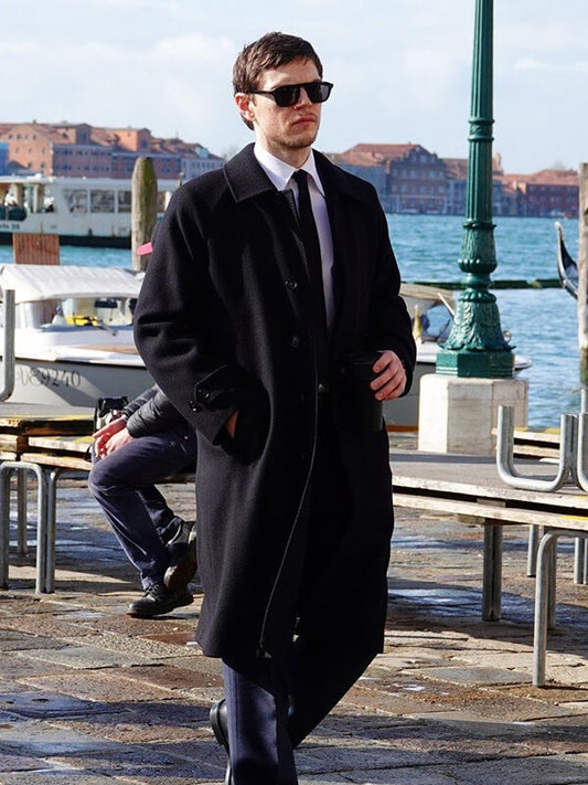 Evan Peters The Beauty 2026 Black Wool Coat