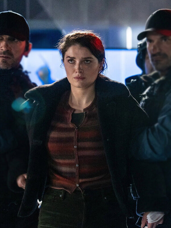 Eve Hewson Disclosure Day 2026 Suede Shearling Coat