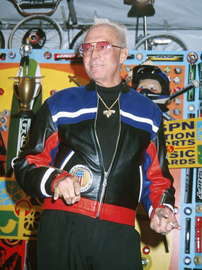 Evel Knievel Black Leather Biker Jacket
