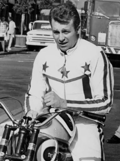 Evel Knievel Daredevil White Leather Jacket