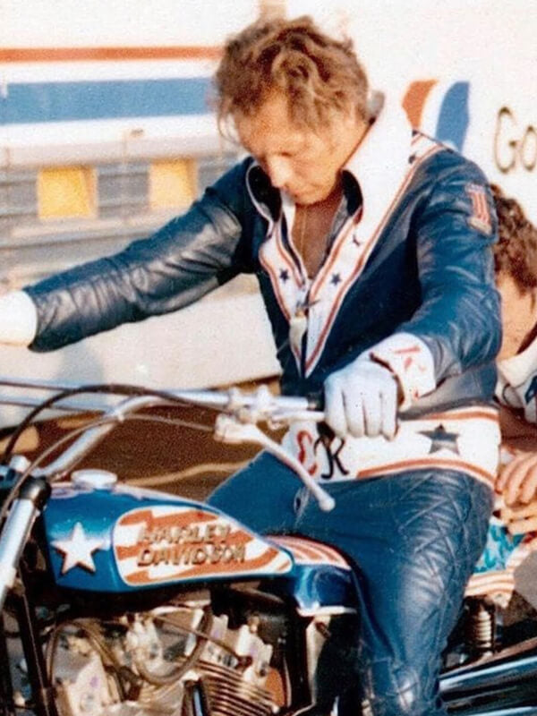 Evel Knievel Motorcycle Daredevil Star Leather Jacket