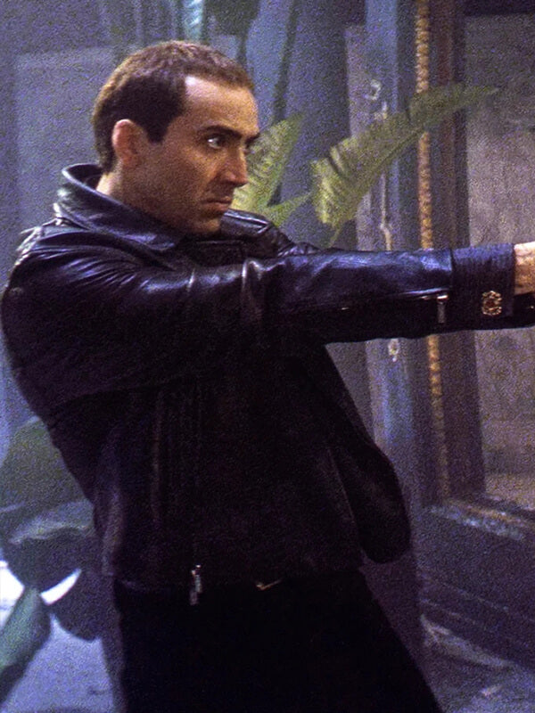 Face/Off Nicolas Cage Black Leather Jacket