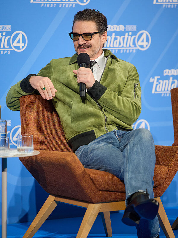 Fantastic 4 Pedro Pascal Premiere Green Suede Jacket
