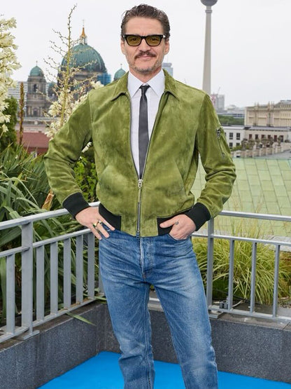 Fantastic 4 Pedro Pascal Premiere Green Suede Jacket