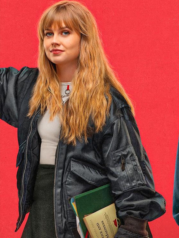 Finding Emily 2026 Angourie Rice Black Bomber Jacket