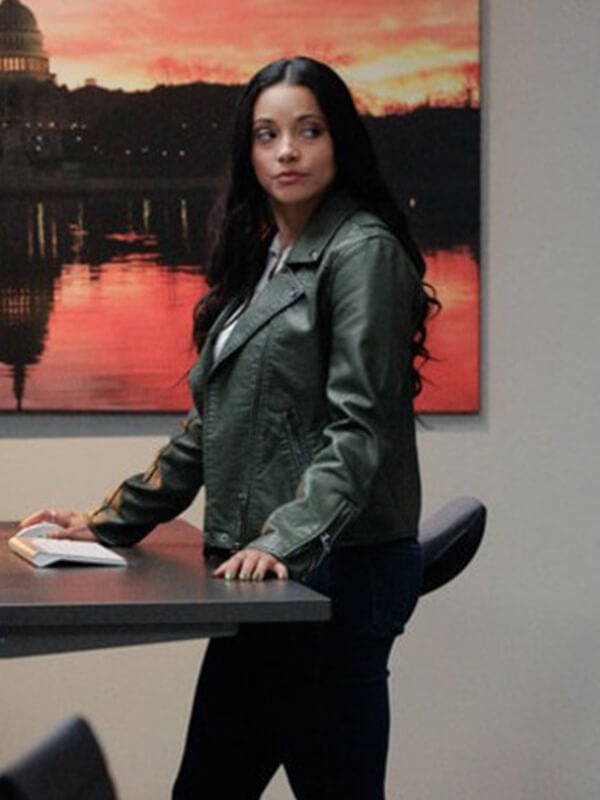 Found S01 Lacey Quinn Green Leather Jacket