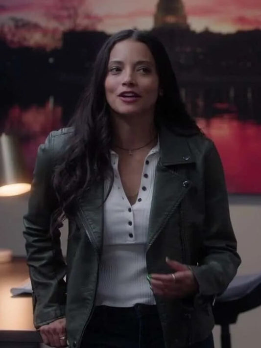 Found S01 Lacey Quinn Green Leather Jacket