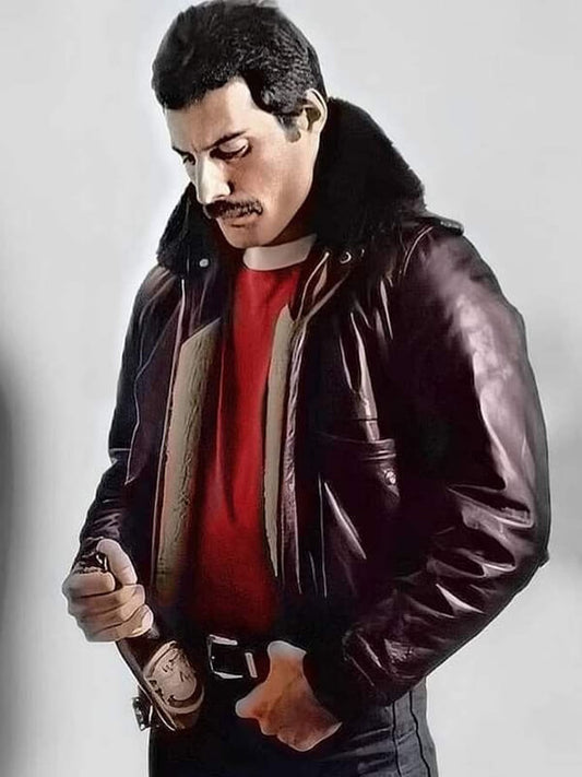 Freddie Mercury Brown Bomber Leather Jacket
