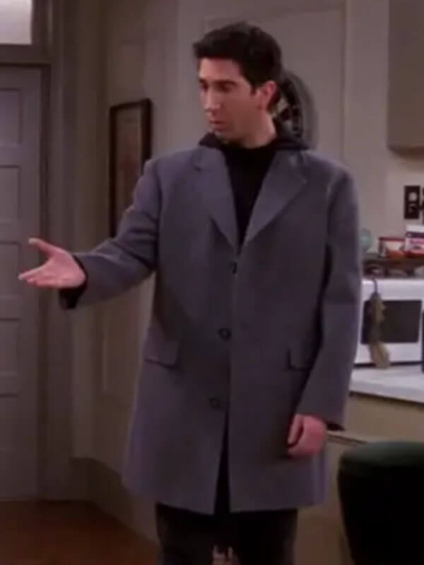 Friends David Schwimmer Grey Wool Coat