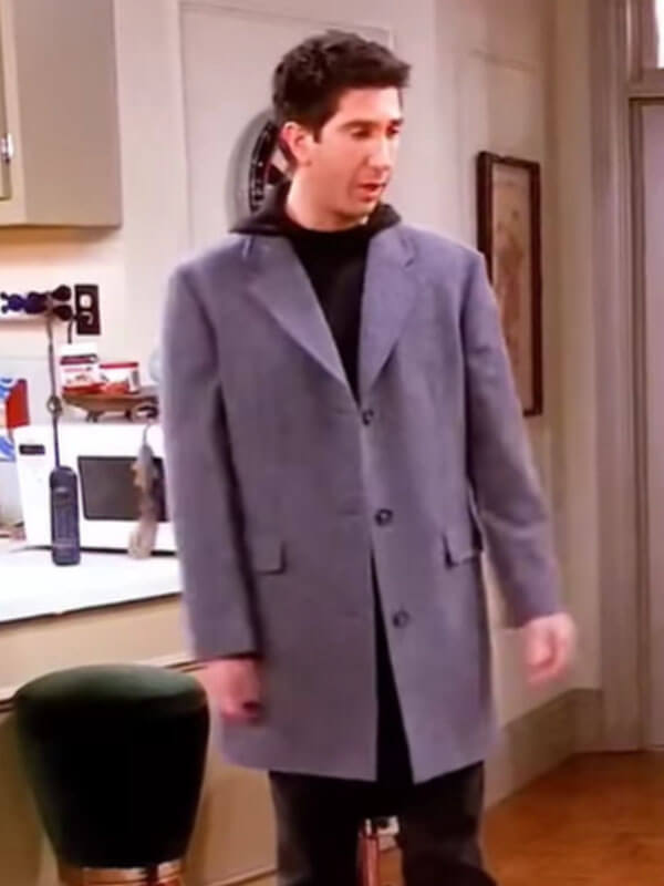 Friends David Schwimmer Grey Wool Coat