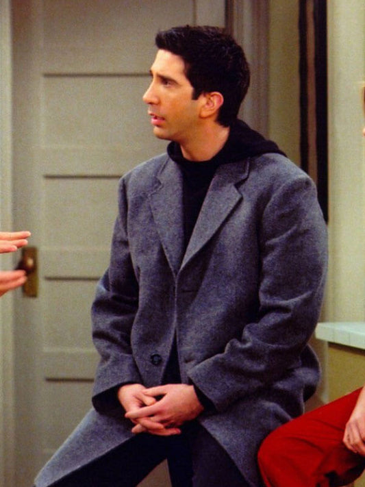 Friends David Schwimmer Grey Wool Coat