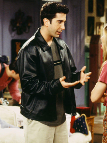Friends S02 David Schwimmer Black Leather Jacket