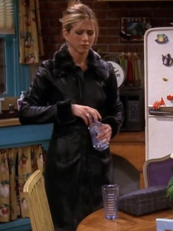 Friends S05 Jennifer Aniston Black Leather Coat