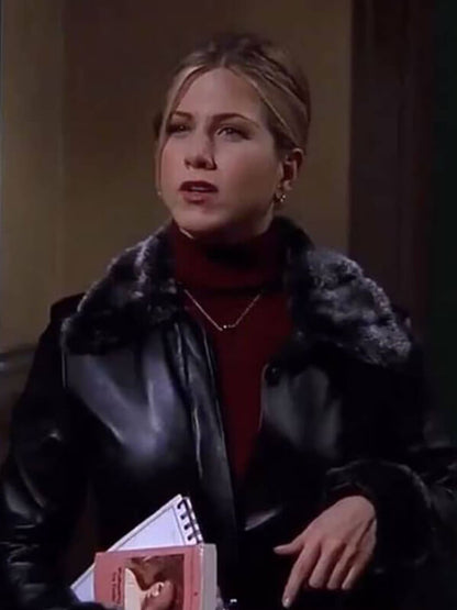 Friends S05 Jennifer Aniston Black Leather Coat