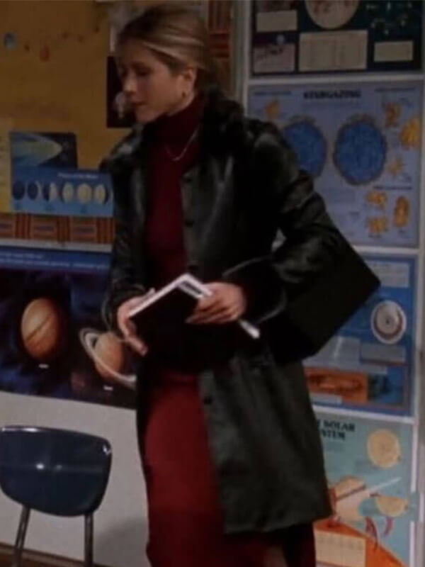 Friends S05 Jennifer Aniston Black Leather Coat