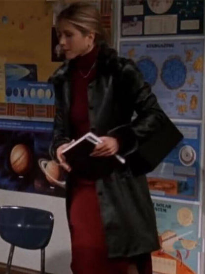 Friends S05 Jennifer Aniston Black Leather Coat