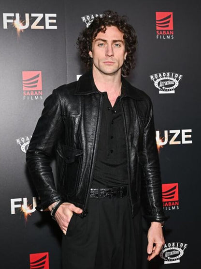 Fuze Aaron Taylor-Johnson Black Leather Jacket