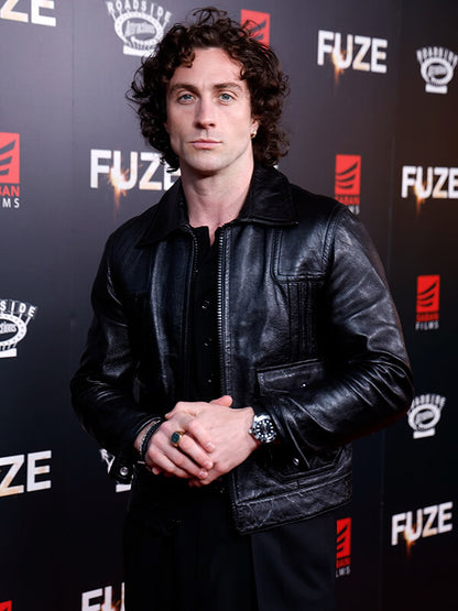 Fuze Aaron Taylor-Johnson Black Leather Jacket