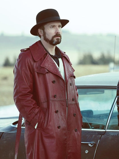 Gale Kitchen Fargo S02 Burgundy Leather Coat