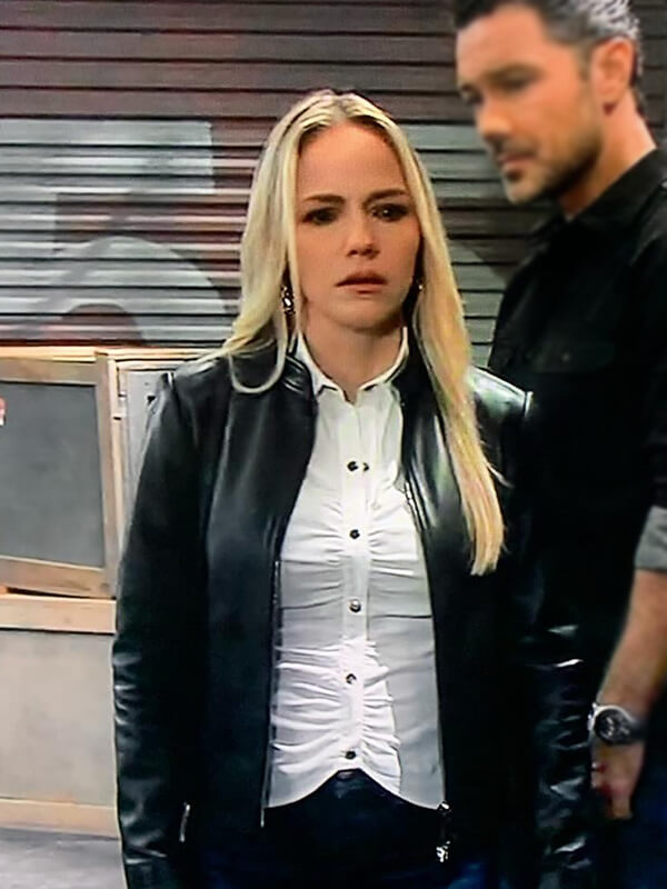 General Hospital Alexa Havins Black Leather Jacket