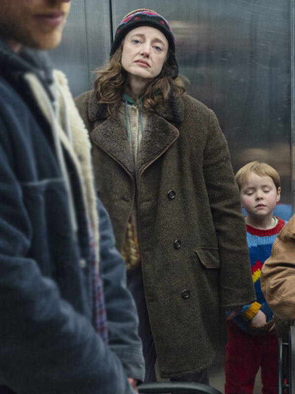 Goodbye June 2025 Andrea Riseborough Wool Coat